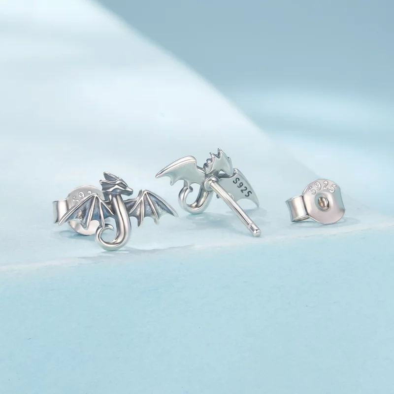 (image pour) Boucles d'oreilles clous Pandora Style Mini Dragon en argent 925 oxydé - SCE1930 - Afficher 2