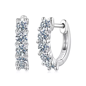 (image pour) Boucles d'oreilles cerceau en Moissanite Style Pandora avec Placage Platine Argent 925 et Certificat - MSE103