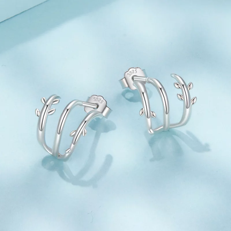 (image pour) Boucles d'oreilles multi-cercles Feuille en argent sterling Pandora avec finitio - Afficher 3