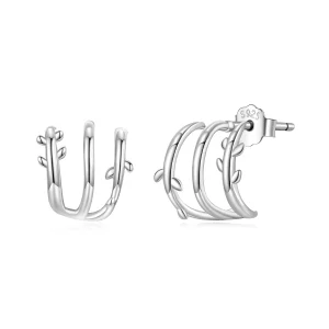 (image pour) Boucles d'oreilles multi-cercles Feuille en argent sterling Pandora avec finition oxydée - SCE1897