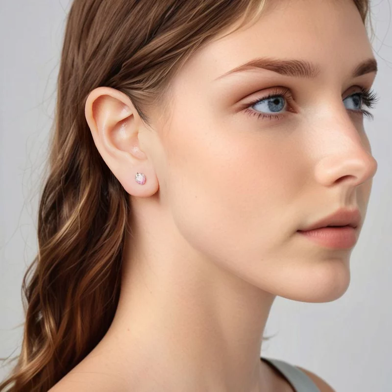 (image pour) Pandora Style S925 Argent Sterling Boucles d'Oreilles à Clous Fraise Émaillée av - Afficher 8