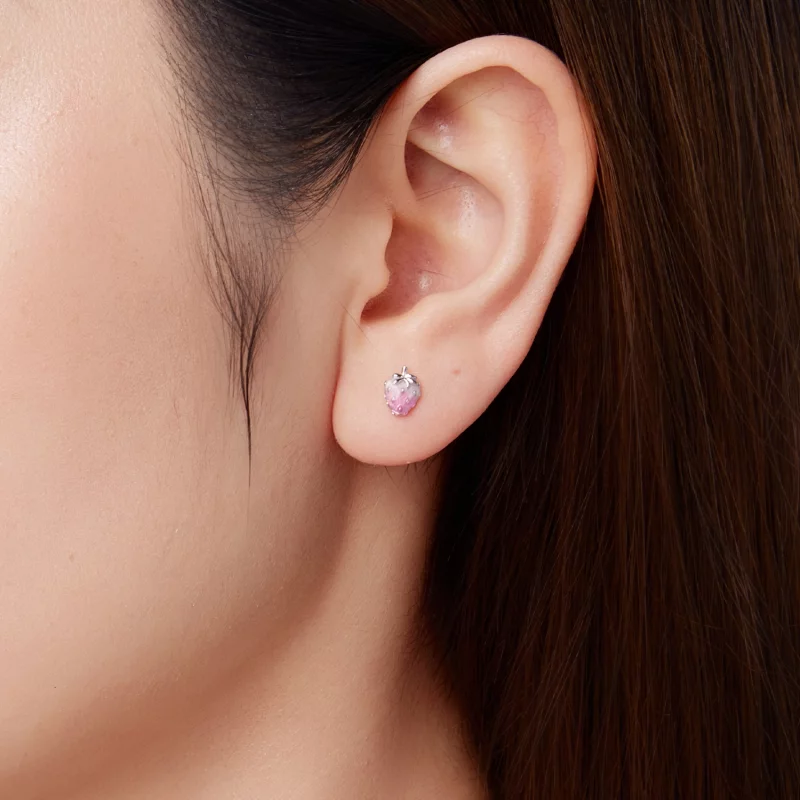 (image pour) Pandora Style S925 Argent Sterling Boucles d'Oreilles à Clous Fraise Émaillée av - Afficher 9