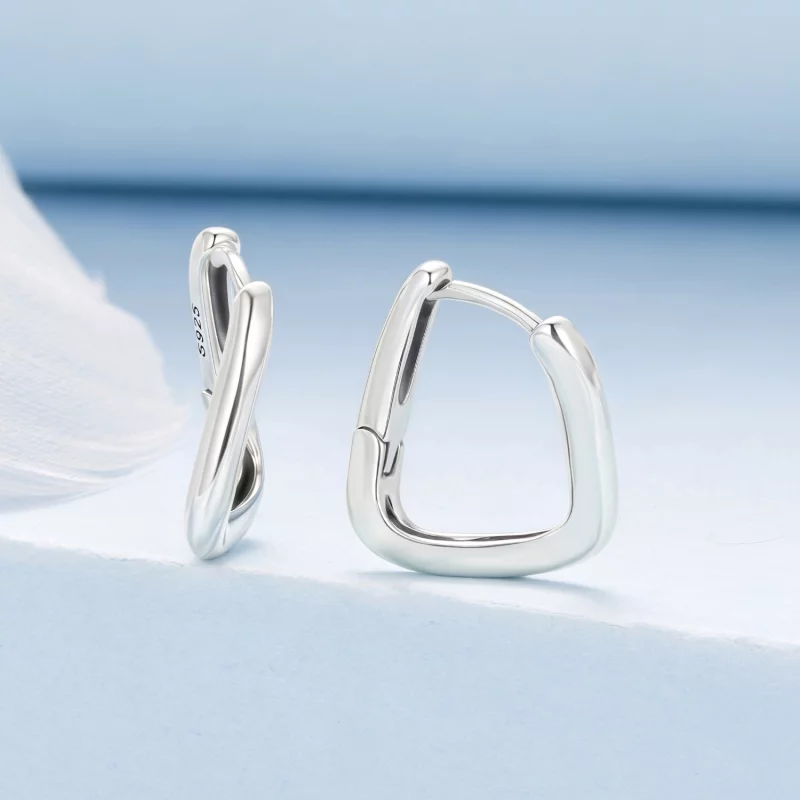 (image pour) Pandora Style S925 Argent Sterling Boucles d'Oreilles Geometriques Entrelacées à - Afficher 2