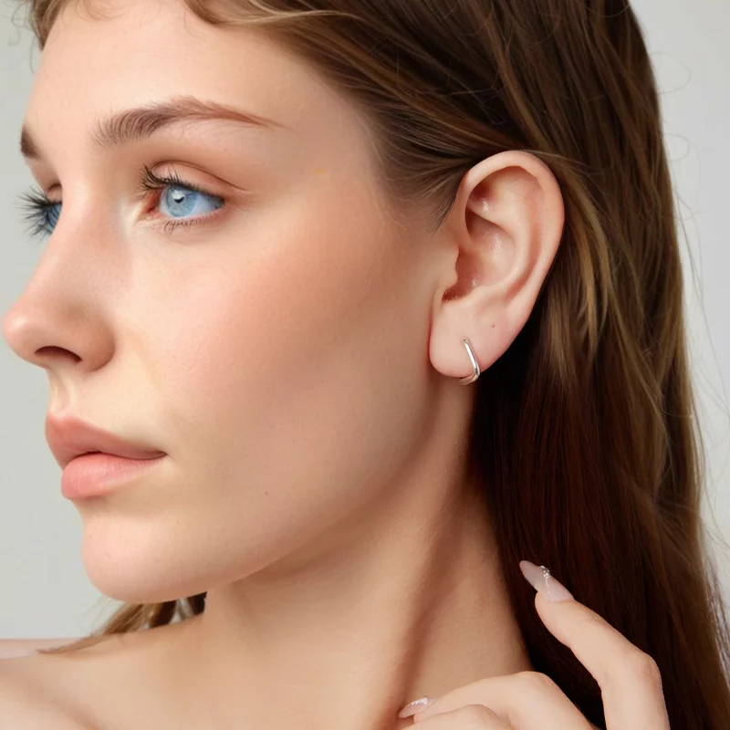 (image pour) Pandora Style S925 Argent Sterling Boucles d'Oreilles Geometriques Entrelacées à - Afficher 8