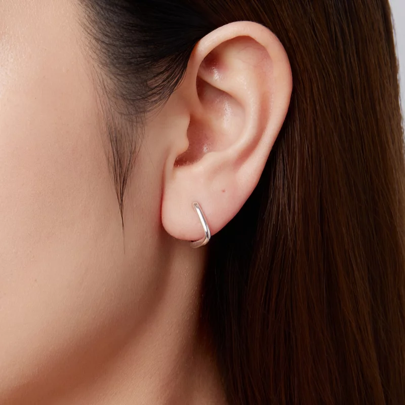 (image pour) Pandora Style S925 Argent Sterling Boucles d'Oreilles Geometriques Entrelacées à - Afficher 9