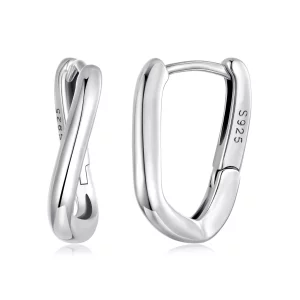 (image pour) Pandora Style S925 Argent Sterling Boucles d'Oreilles Geometriques Entrelacées à Finition Oxydée - BSE1202