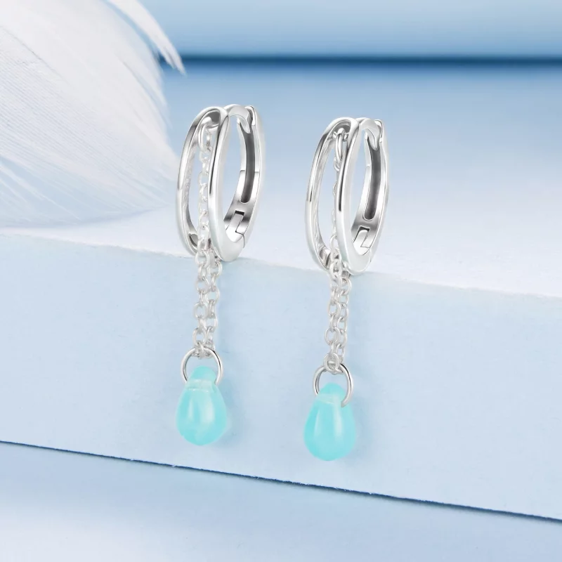 (image pour) Pandora Style S925 Argent Sterling Double Couche Goutte de Larme Calcédoine Créo - Afficher 2