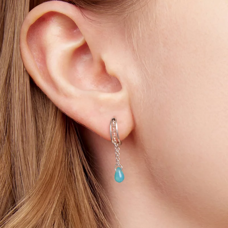 (image pour) Pandora Style S925 Argent Sterling Double Couche Goutte de Larme Calcédoine Créo - Afficher 6