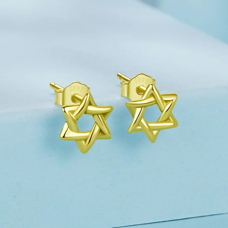 (image pour) Pandora Style 925 Argent Sterling Studs à la Géométrie Sacrée Plaqués Or - SCE18 - Afficher 2