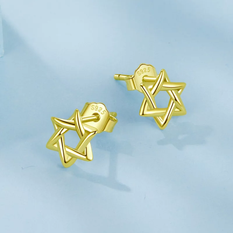 (image pour) Pandora Style 925 Argent Sterling Studs à la Géométrie Sacrée Plaqués Or - SCE18 - Afficher 3