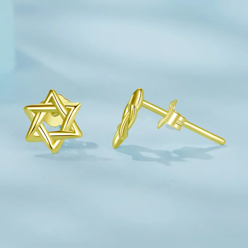 (image pour) Pandora Style 925 Argent Sterling Studs à la Géométrie Sacrée Plaqués Or - SCE18 - Afficher 4