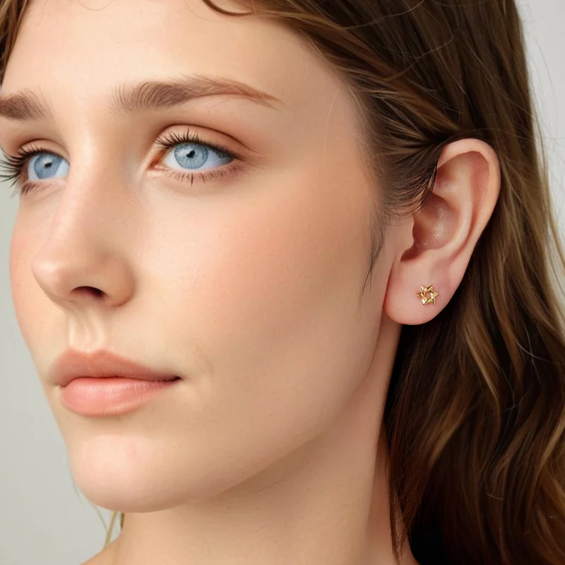 (image pour) Pandora Style 925 Argent Sterling Studs à la Géométrie Sacrée Plaqués Or - SCE18 - Afficher 7