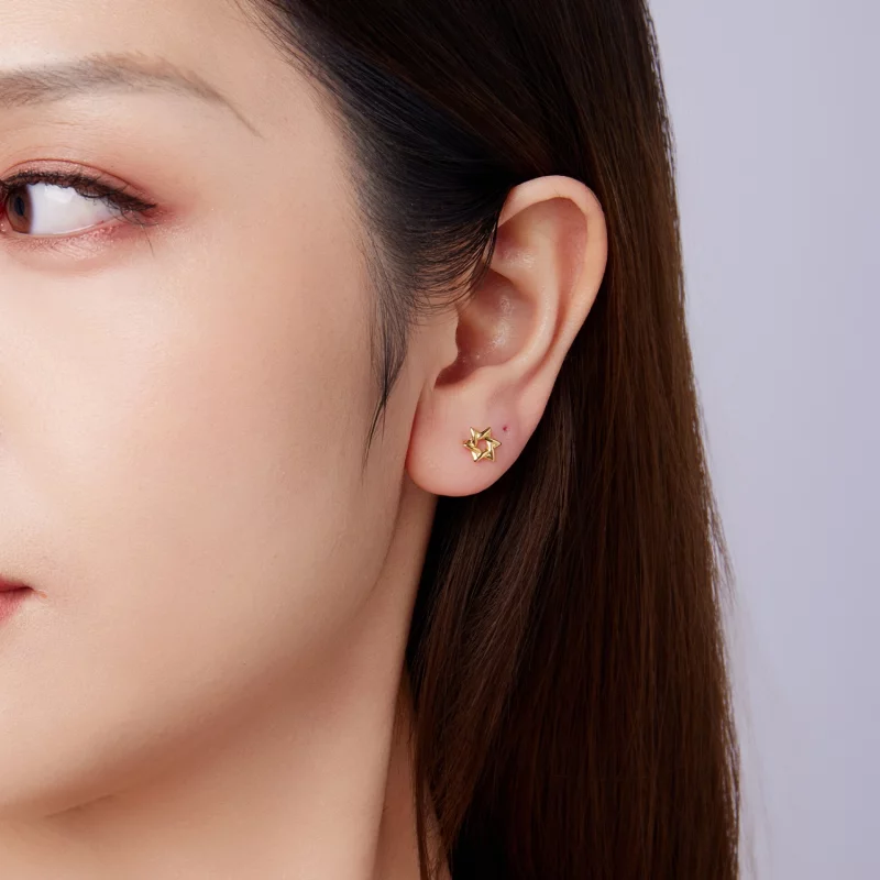 (image pour) Pandora Style 925 Argent Sterling Studs à la Géométrie Sacrée Plaqués Or - SCE18 - Afficher 10