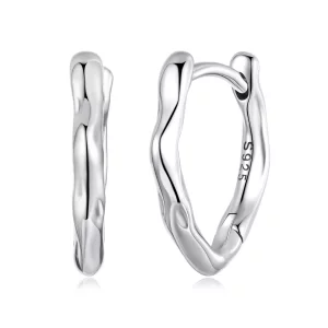 (image pour) Boucles d'oreilles Huggie Géométriques en Argent 925 de Pandora avec Finition Oxydée - BSE1204