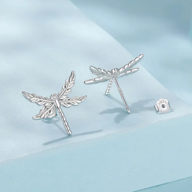 (image pour) Pandora Style 925 Argent Plaqué Platine Boucles d'Oreilles Clou à Effet Libellul - Afficher 2