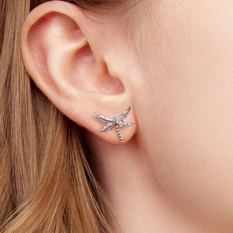 (image pour) Pandora Style 925 Argent Plaqué Platine Boucles d'Oreilles Clou à Effet Libellul - Afficher 6