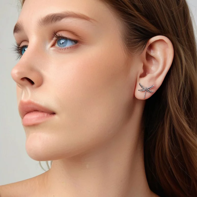 (image pour) Pandora Style 925 Argent Plaqué Platine Boucles d'Oreilles Clou à Effet Libellul - Afficher 7