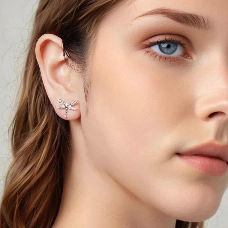 (image pour) Pandora Style 925 Argent Plaqué Platine Boucles d'Oreilles Clou à Effet Libellul - Afficher 8