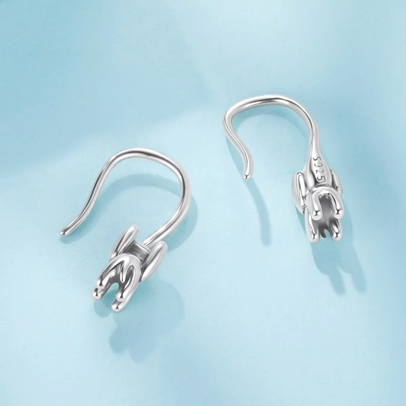 (image pour) Pandora Style 925 Argent Sterling Oxydé Boucles d'Oreilles à Crochet Bébé Élépha - Afficher 4