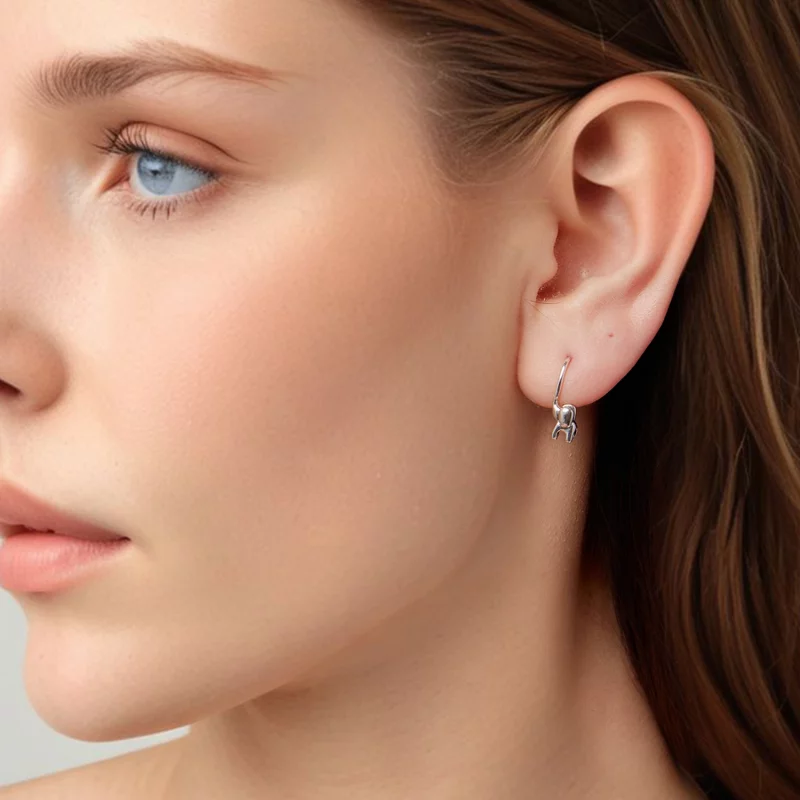 (image pour) Pandora Style 925 Argent Sterling Oxydé Boucles d'Oreilles à Crochet Bébé Élépha - Afficher 7