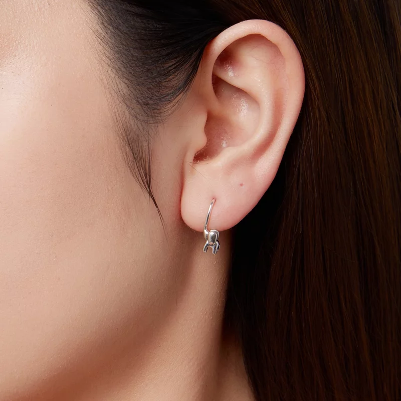 (image pour) Pandora Style 925 Argent Sterling Oxydé Boucles d'Oreilles à Crochet Bébé Élépha - Afficher 10