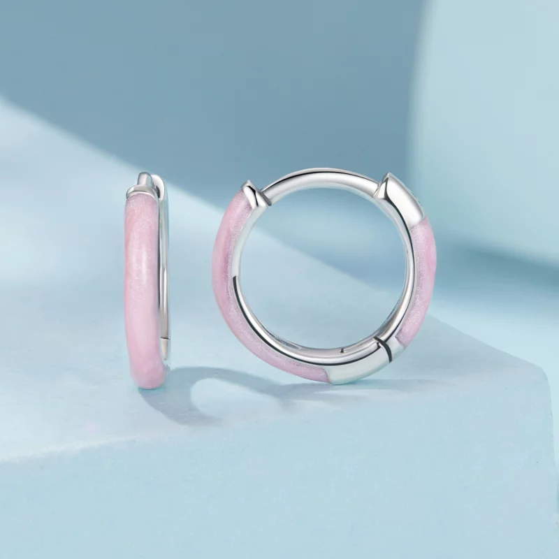 (image pour) Pandora Style Boucles d'oreilles Créoles en Argent 925 avec Émail Vert et Finiti - Afficher 2