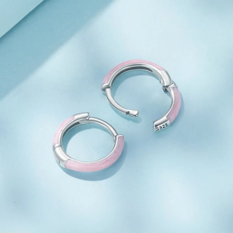 (image pour) Pandora Style Boucles d'oreilles Créoles en Argent 925 avec Émail Vert et Finiti - Afficher 4