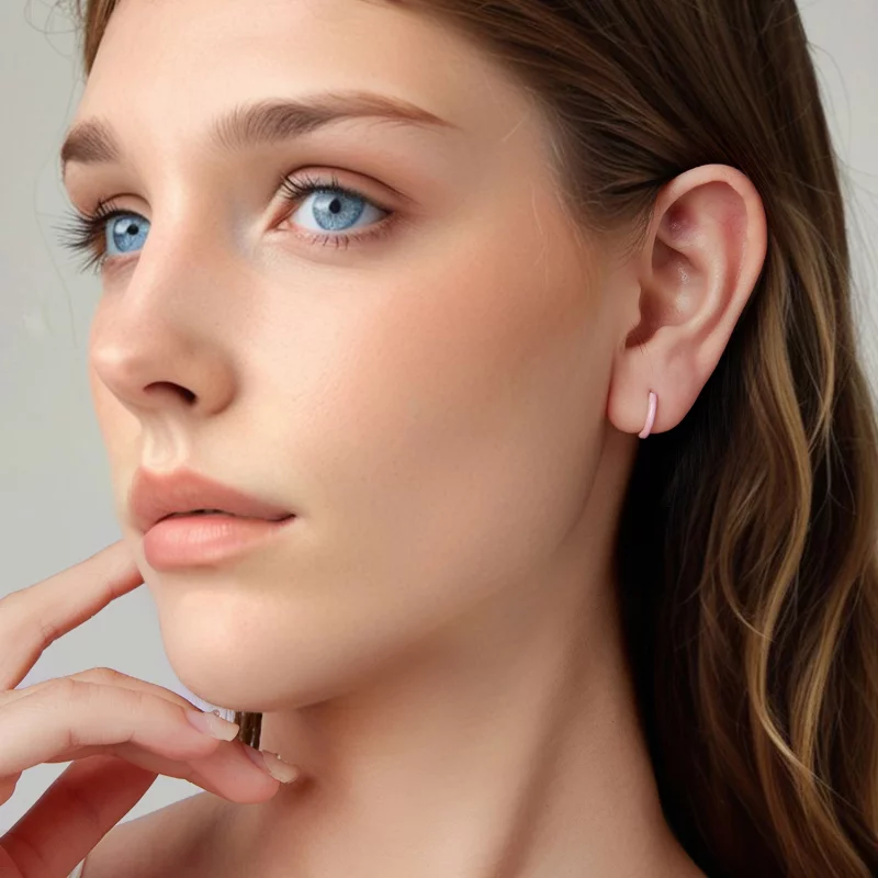(image pour) Pandora Style Boucles d'oreilles Créoles en Argent 925 avec Émail Vert et Finiti - Afficher 7
