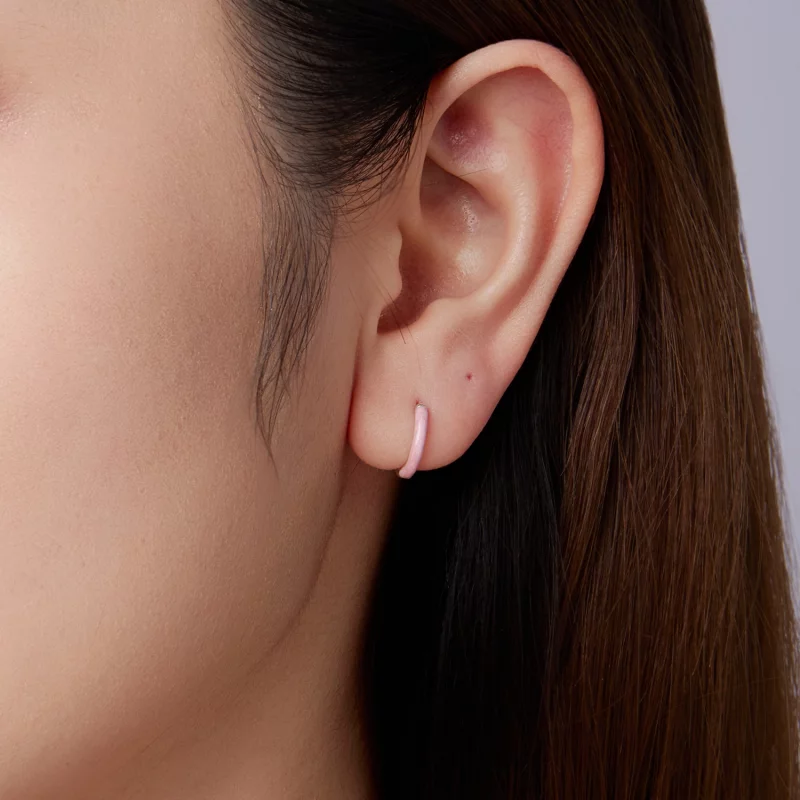 (image pour) Pandora Style Boucles d'oreilles Créoles en Argent 925 avec Émail Vert et Finiti - Afficher 8