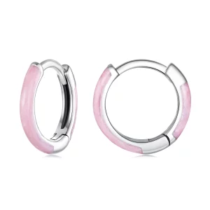 (image pour) Pandora Style 925 Argent Sterling Boucles d'Oreilles à Clous Rose Émaillées avec Oxydation - SCE1946-PK