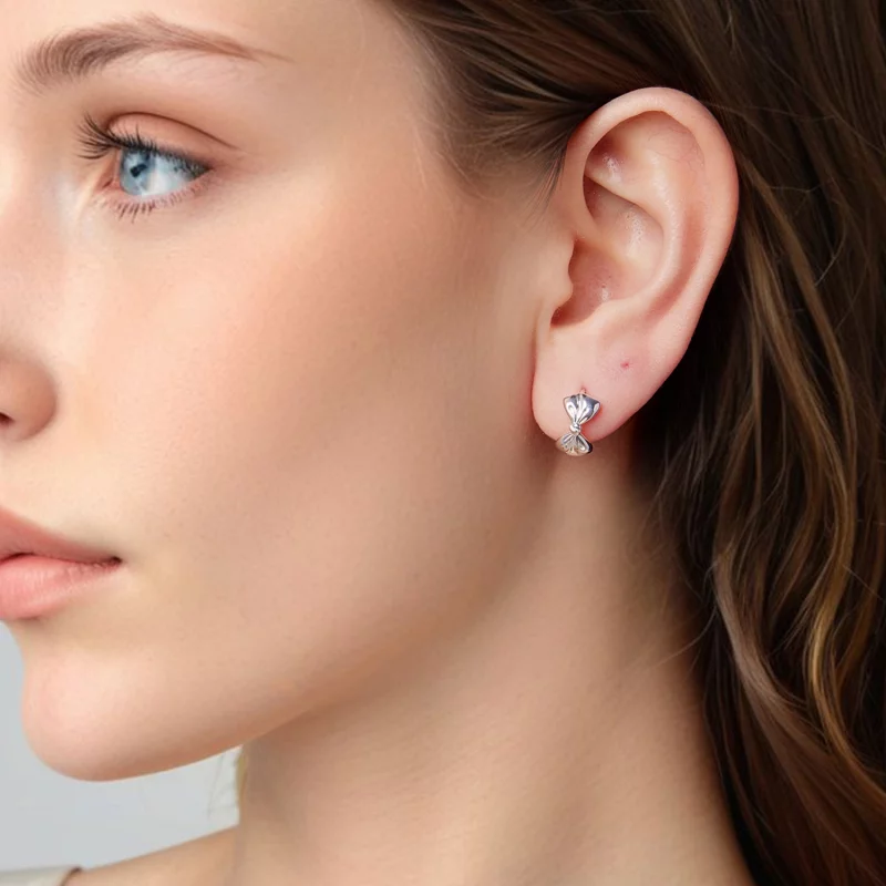 (image pour) Pandora Style S925 Argent Sterling Boucle d'Oreille à Noeud Boucle avec Argenté - Afficher 8