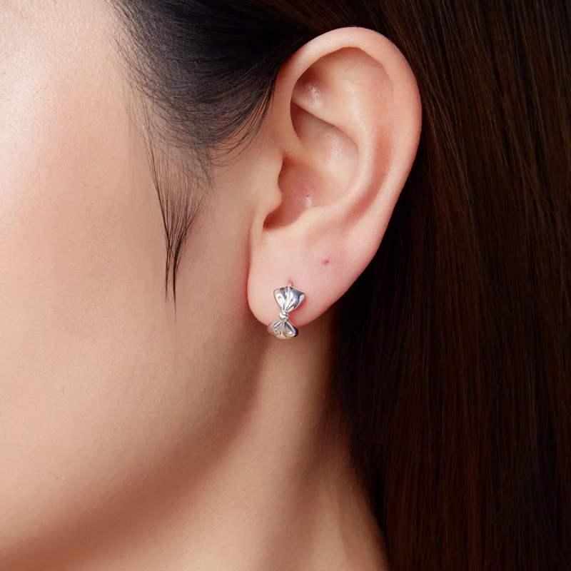 (image pour) Pandora Style S925 Argent Sterling Boucle d'Oreille à Noeud Boucle avec Argenté - Afficher 9