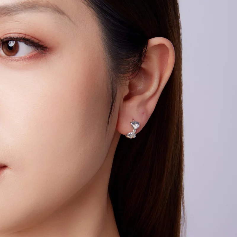 (image pour) Pandora Style S925 Argent Sterling Boucle d'Oreille à Noeud Boucle avec Argenté - Afficher 10