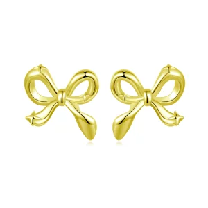(image pour) Pandora Style Boucles d'oreilles nœud papillon en argent 925 plaqué or blanc - Studs Élégance Nœud Papillon - SCE1838