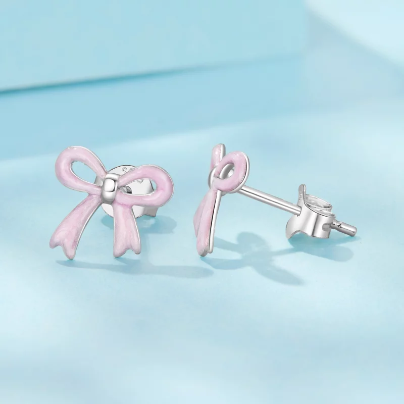 (image pour) Pandora Style Boucle de Nœud Papillon en Argent 925 Plaqué Platine avec Émail Ro - Afficher 4