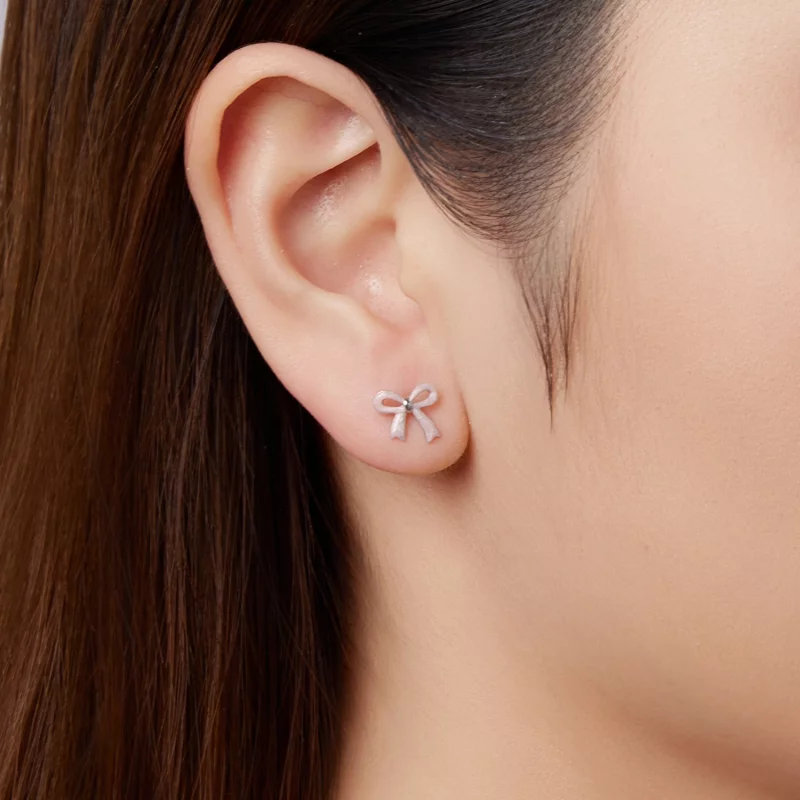 (image pour) Pandora Style Boucle de Nœud Papillon en Argent 925 Plaqué Platine avec Émail Ro - Afficher 9