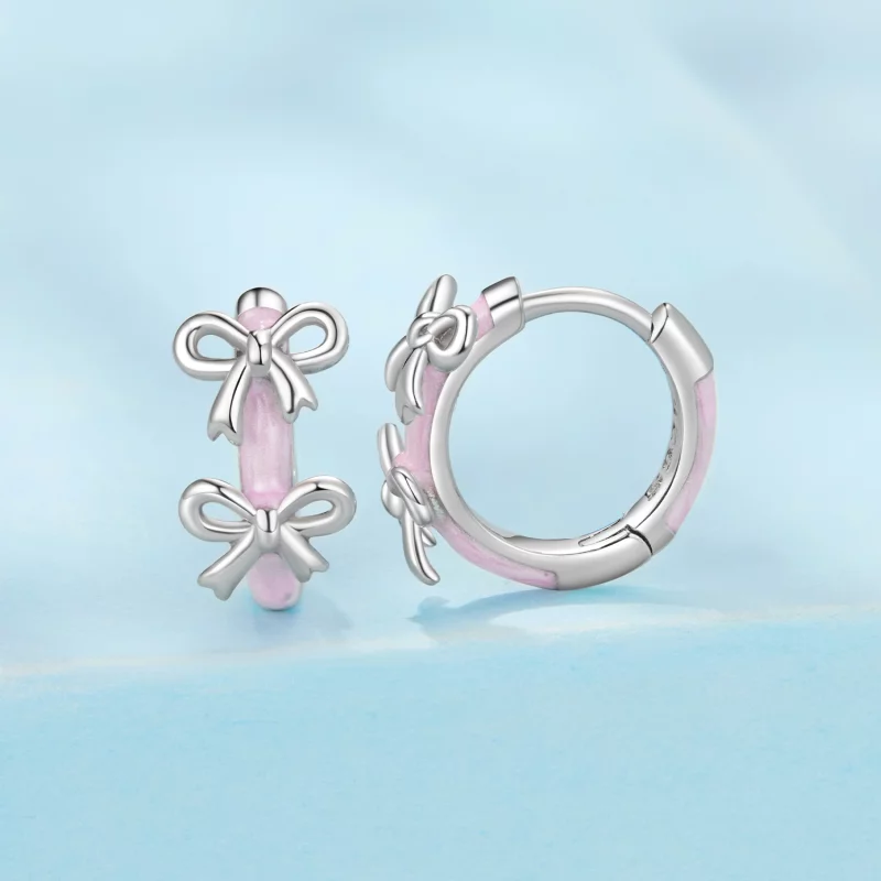 (image pour) Pandora Style 925 Argent Sterling Plaqué Platine Boucle d'Oreille à Clous Pink a - Afficher 2