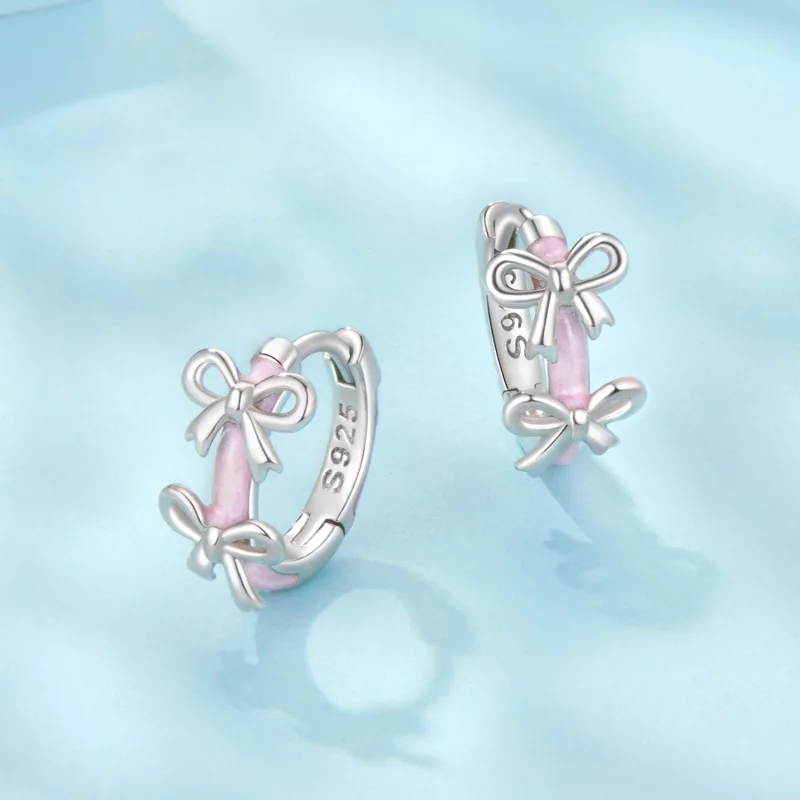 (image pour) Pandora Style 925 Argent Sterling Plaqué Platine Boucle d'Oreille à Clous Pink a - Afficher 3