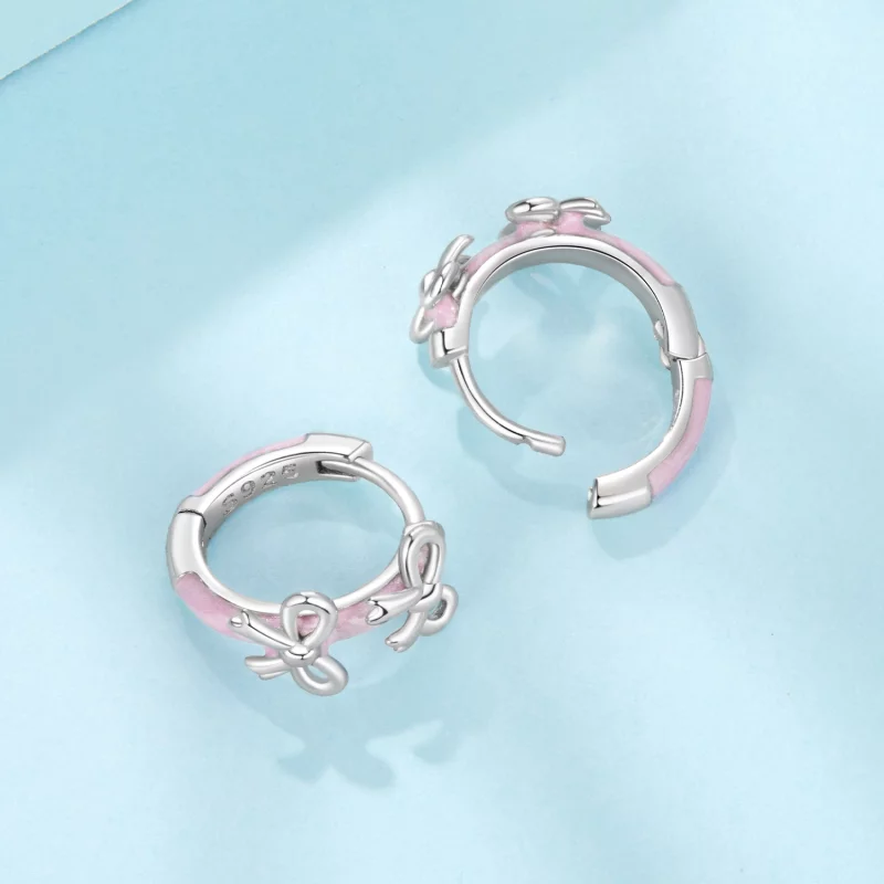 (image pour) Pandora Style 925 Argent Sterling Plaqué Platine Boucle d'Oreille à Clous Pink a - Afficher 4