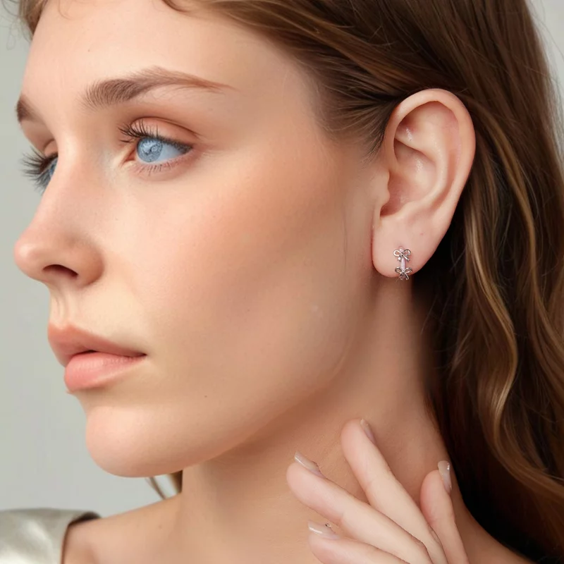 (image pour) Pandora Style 925 Argent Sterling Plaqué Platine Boucle d'Oreille à Clous Pink a - Afficher 7