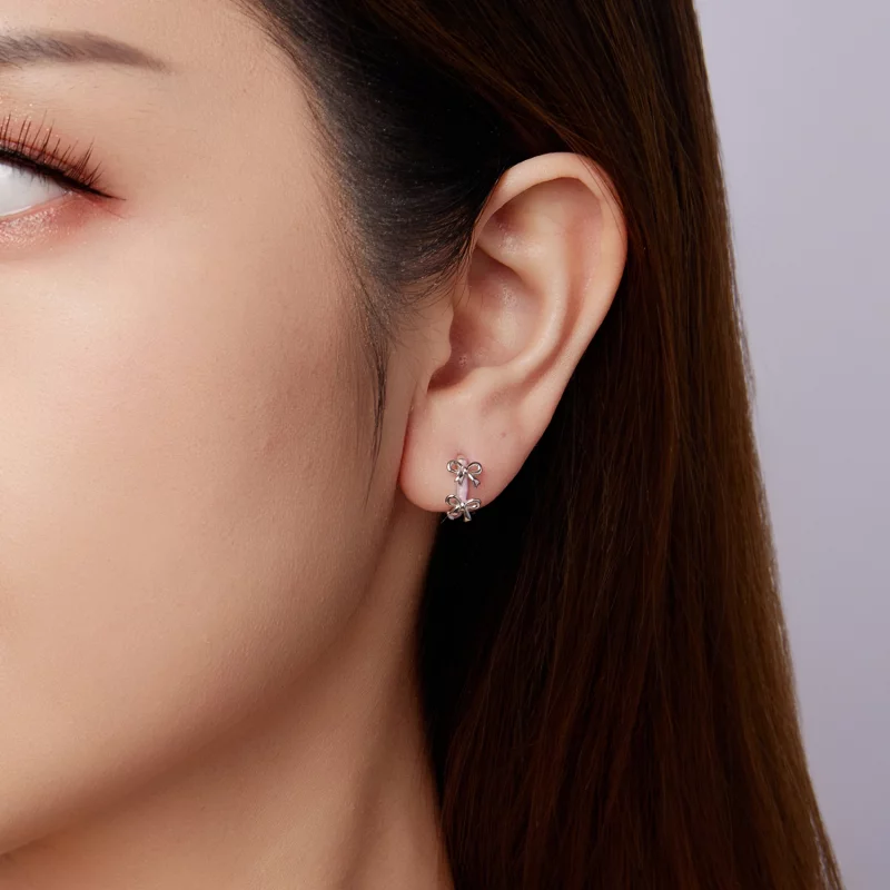 (image pour) Pandora Style 925 Argent Sterling Plaqué Platine Boucle d'Oreille à Clous Pink a - Afficher 9