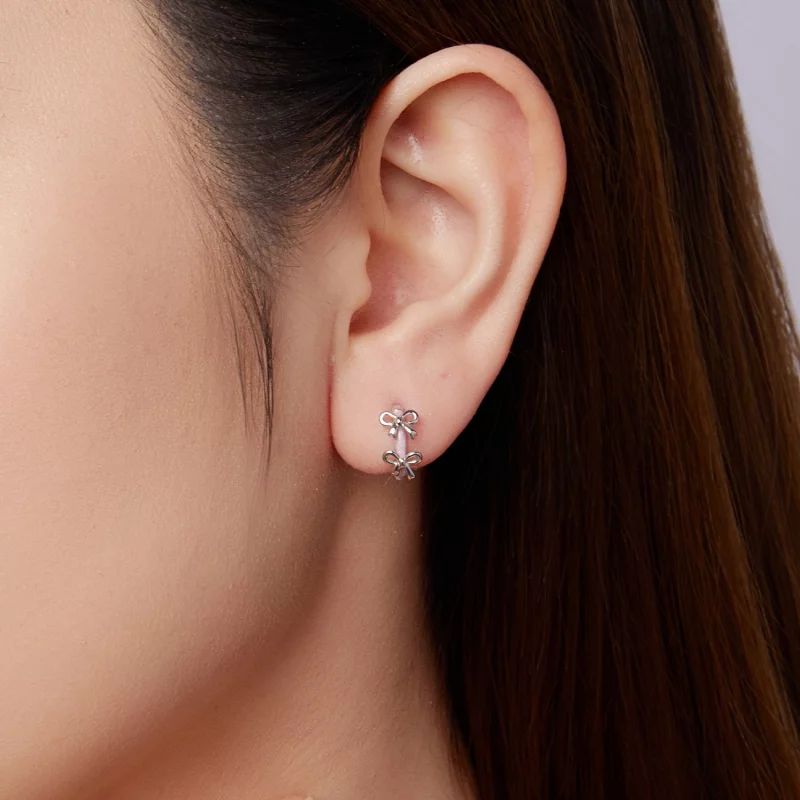 (image pour) Pandora Style 925 Argent Sterling Plaqué Platine Boucle d'Oreille à Clous Pink a - Afficher 10