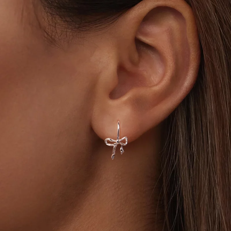 (image pour) Pandora Style S925 Argent Sterling Boucle d'Oreille Tombante à Nœud Romantique a - Afficher 5