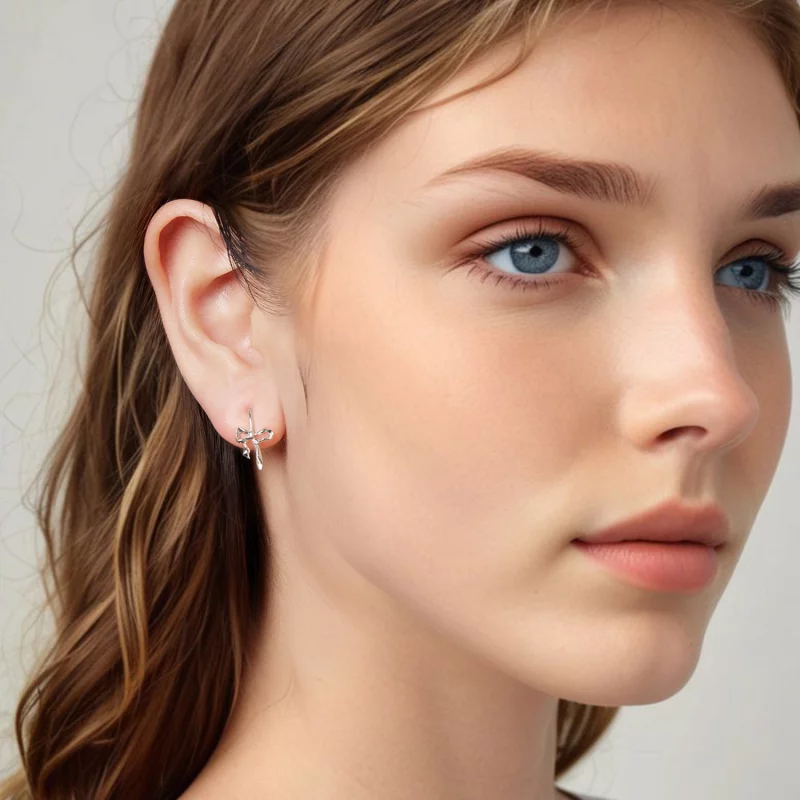 (image pour) Pandora Style S925 Argent Sterling Boucle d'Oreille Tombante à Nœud Romantique a - Afficher 8