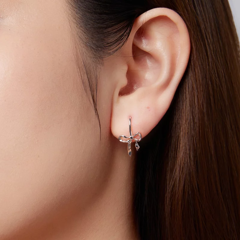 (image pour) Pandora Style S925 Argent Sterling Boucle d'Oreille Tombante à Nœud Romantique a - Afficher 9