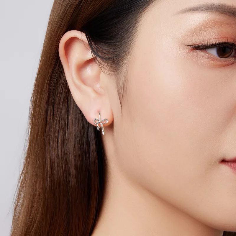 (image pour) Pandora Style S925 Argent Sterling Boucle d'Oreille Tombante à Nœud Romantique a - Afficher 10