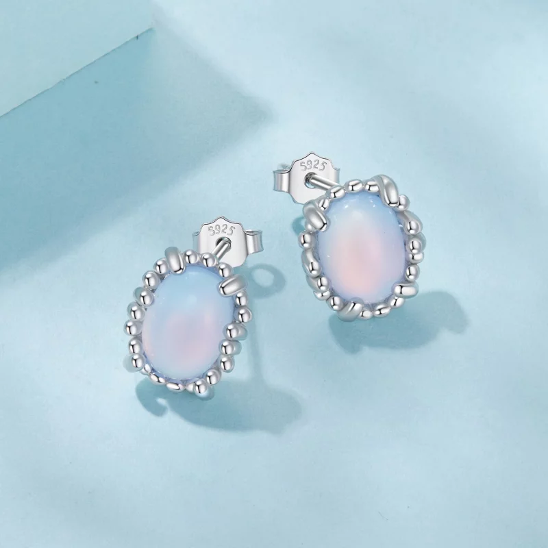 (image pour) Boucles d'oreilles à clous en verre irisé plaquées platine en argent 925 Pandora - Afficher 3
