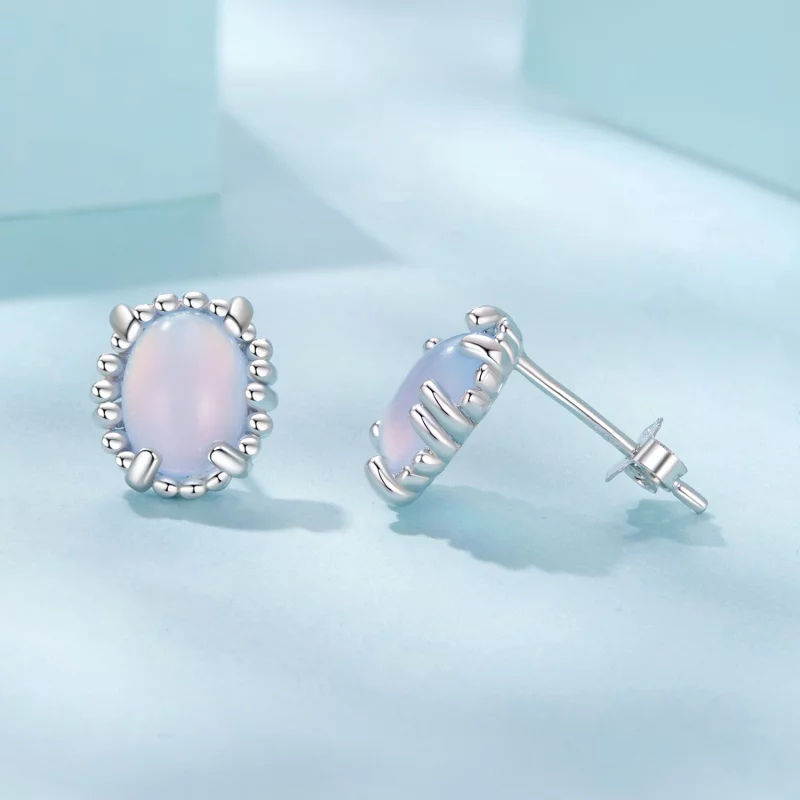 (image pour) Boucles d'oreilles à clous en verre irisé plaquées platine en argent 925 Pandora - Afficher 4