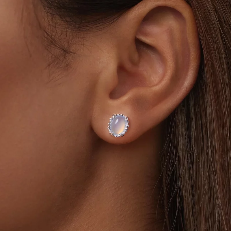 (image pour) Boucles d'oreilles à clous en verre irisé plaquées platine en argent 925 Pandora - Afficher 5