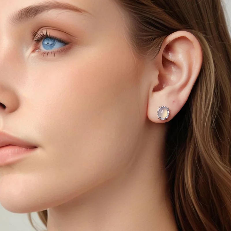 (image pour) Boucles d'oreilles à clous en verre irisé plaquées platine en argent 925 Pandora - Afficher 7